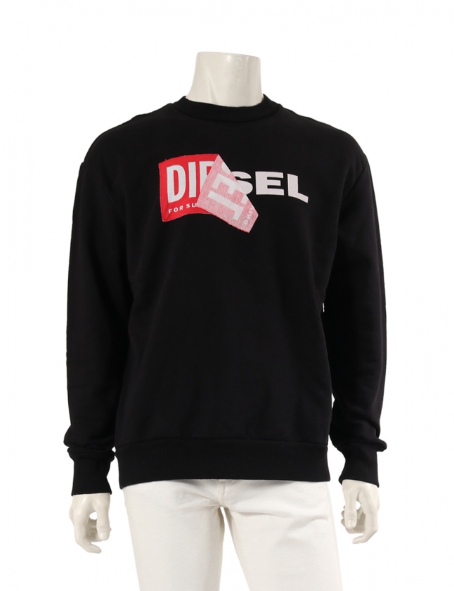 ディーゼル DIESEL スウェット トレーナー 黒 赤 白 M トップス 長袖 