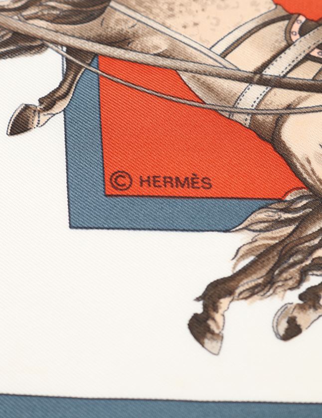 エルメス HERMES スカーフ カレ90 水色 小物 総柄 シルク voyage en 