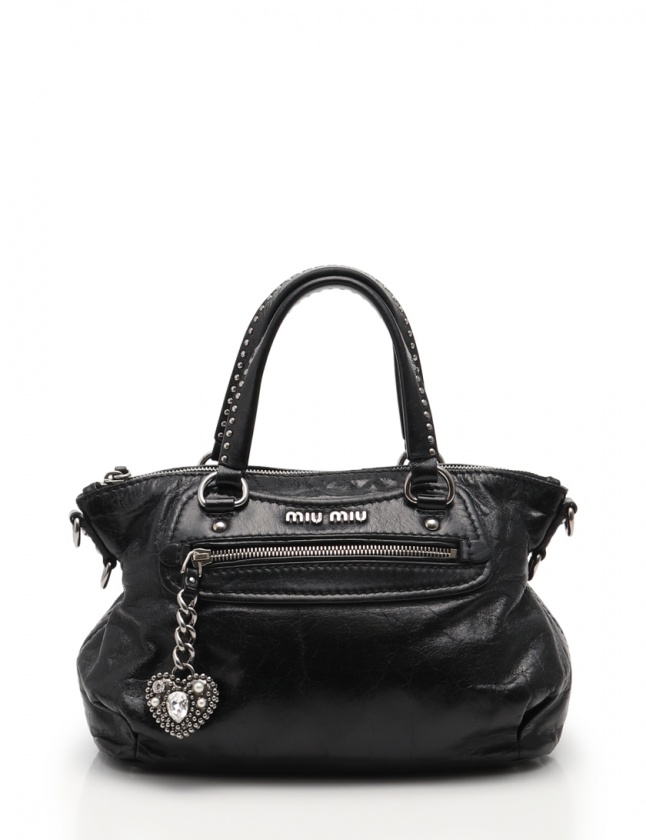 ミュウミュウ miumiu ハンドバッグ ショルダーバッグ 黒 レザー 2WAY 