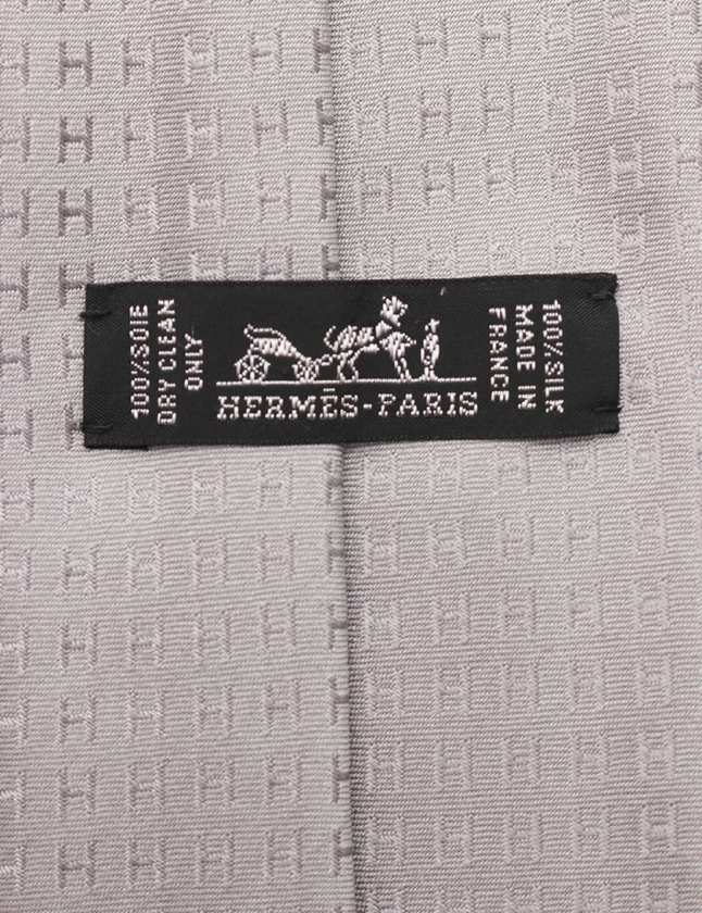 エルメス HERMES ネクタイ シルバー 小物 H柄 シルク CRAVA TE