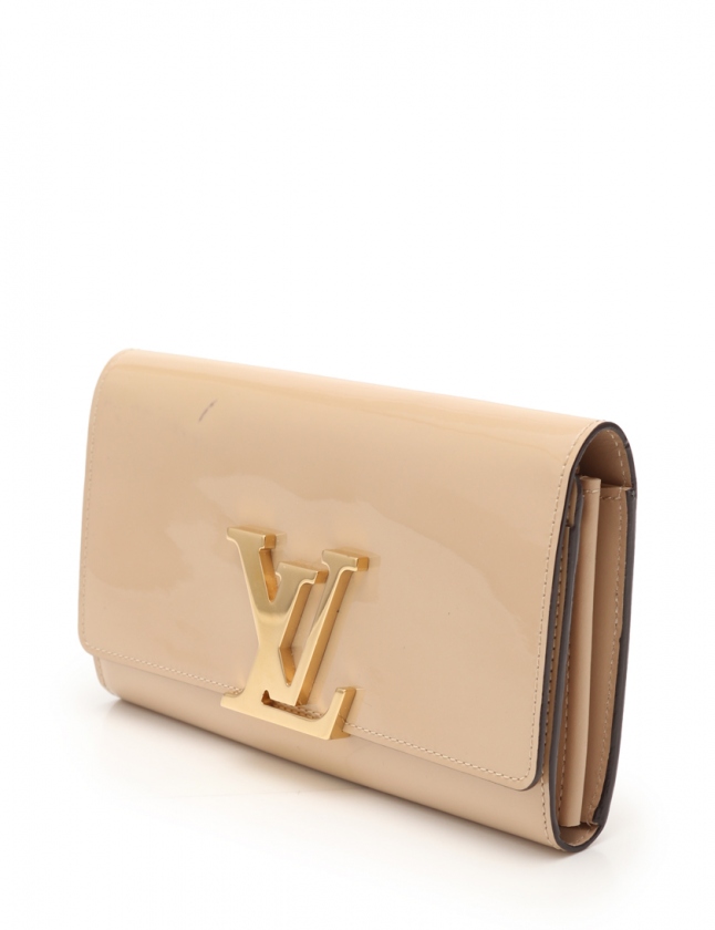Louis Vuitton ヴェルニ 長財布 二つ折り財布 ベージュ エナメル