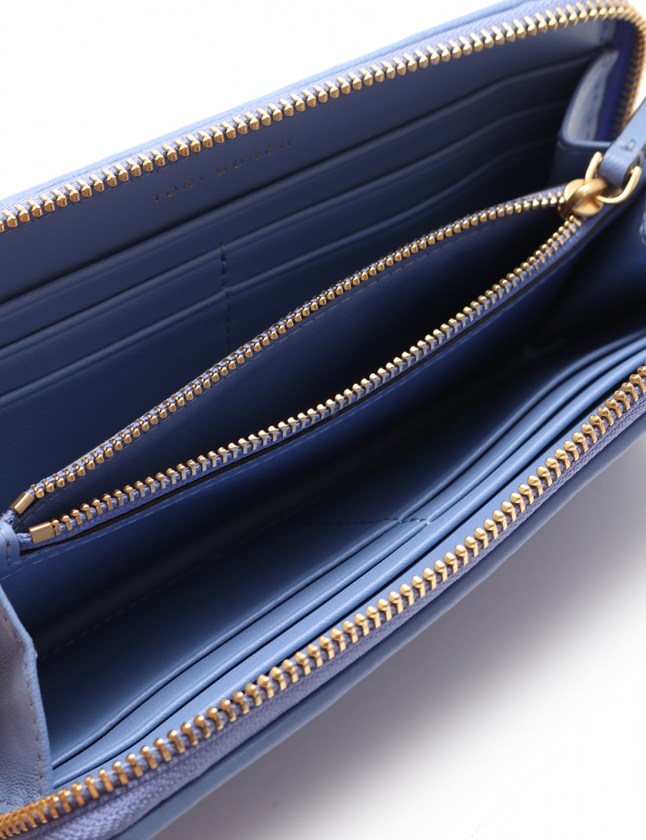 トリーバーチ TORY BURCH ラウンドファスナー長財布 ライトブルー 小物 