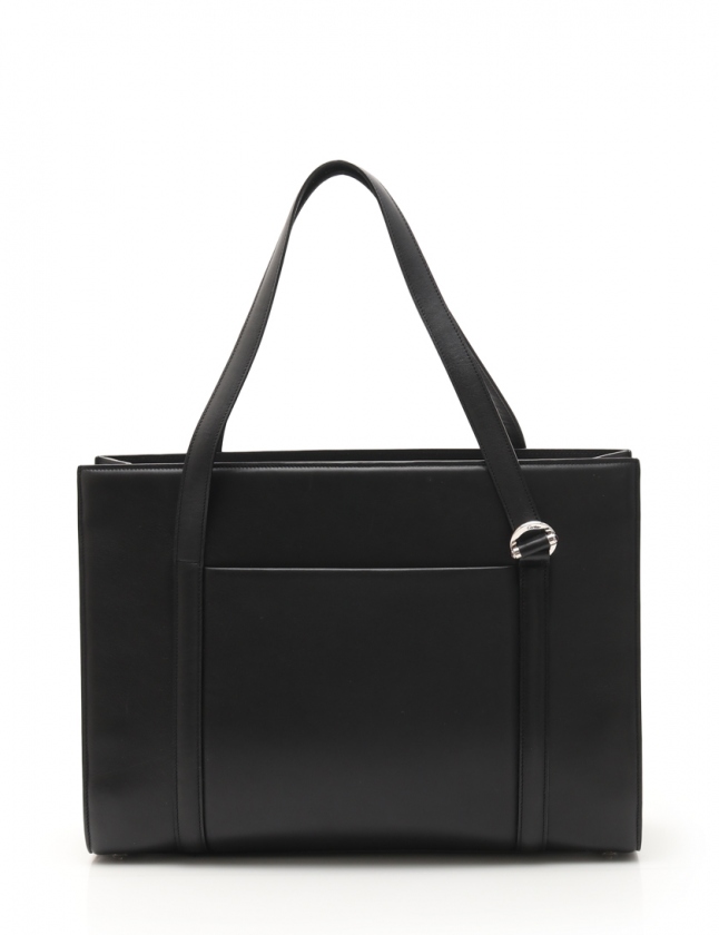 カルティエ Cartier トートバッグ カボション 黒 レザー レディース  