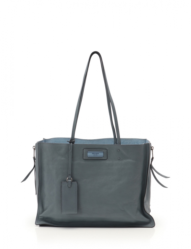 プラダ PRADA トートバッグ エティケット ブルーグレー 1BG118 レザー 