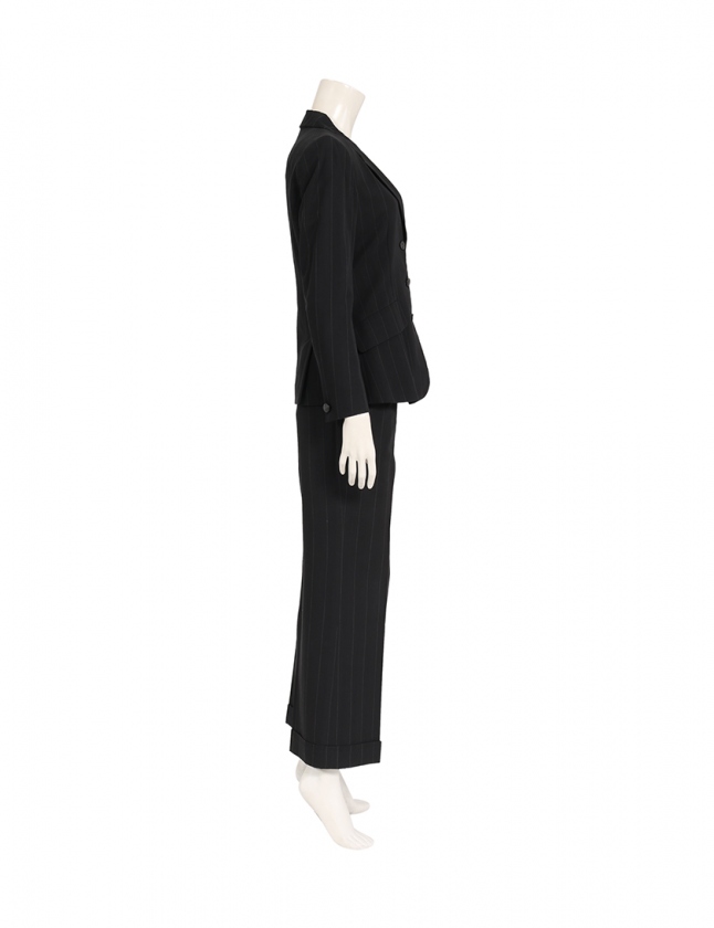ヴィヴィアンウエストウッドレッドレーベル Vivienne Westwood Red Label パンツスーツ セットアップ ジャケット パンツ 黒 2 長袖 ストライプ柄 M コットン レディース 114 ベクトルパーク