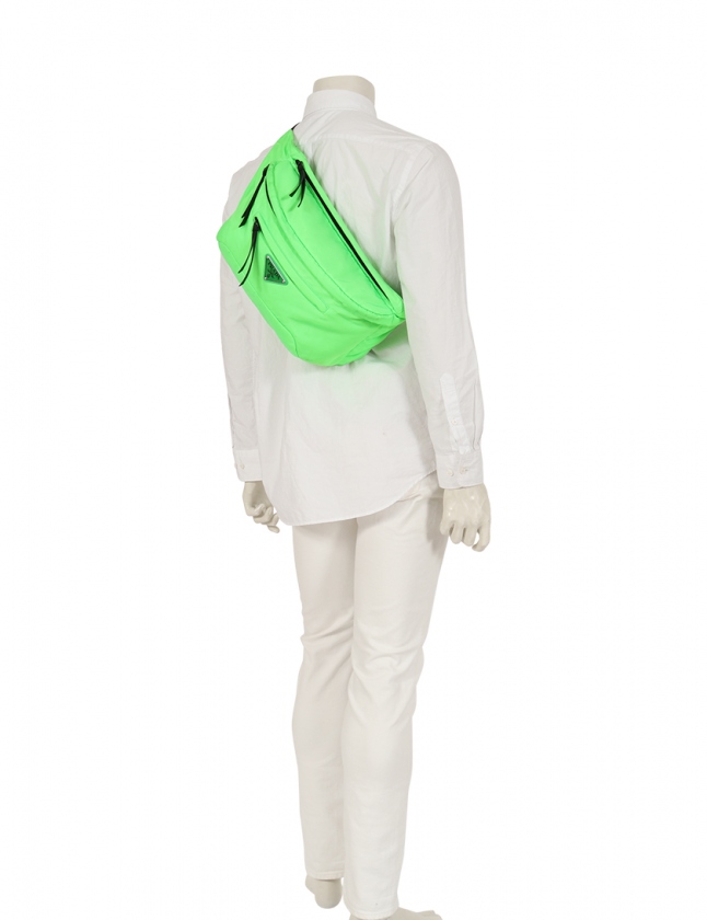 プラダ PRADA ボディバッグ ウエストポーチ 黄緑 ナイロン メンズ 114