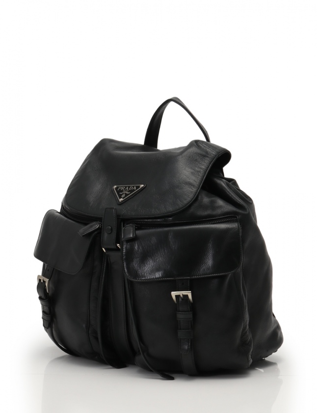 プラダ PRADA リュック バックパック 黒 レザー オールレザー 