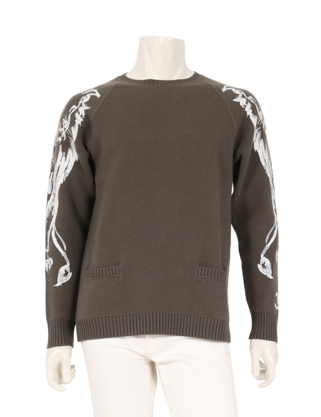 シャネル CHANEL ニット セーター グレーカーキ 40 トップス 長袖  