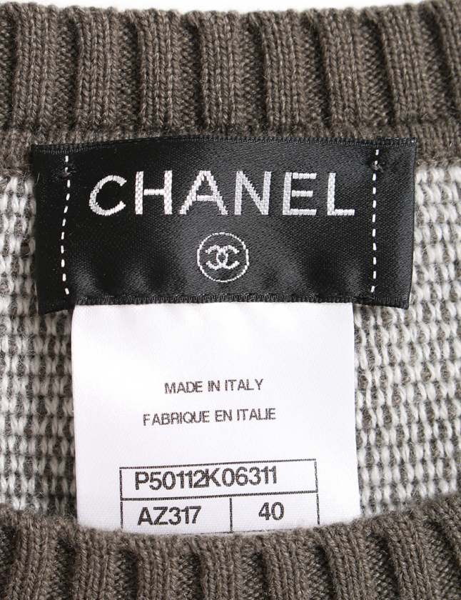 シャネル CHANEL ニット セーター グレーカーキ 40 トップス