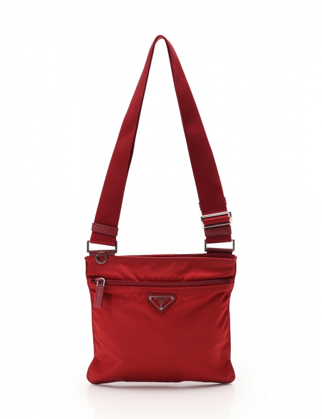 プラダ PRADA ショルダーバッグ ポシェット 赤 BT0420 ナイロン レザー  