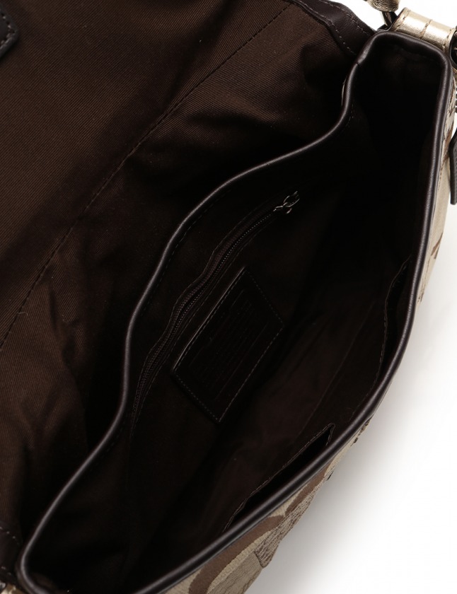 コーチ COACH ワンショルダーバッグ シグネチャー 茶 ゴールド