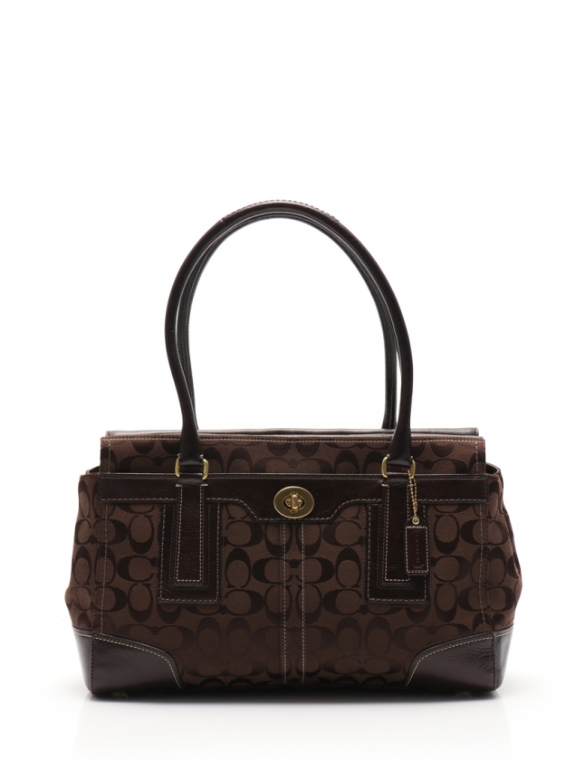 コーチ COACH ハンドバッグ ハンプトンズシグネチャー 茶 11063