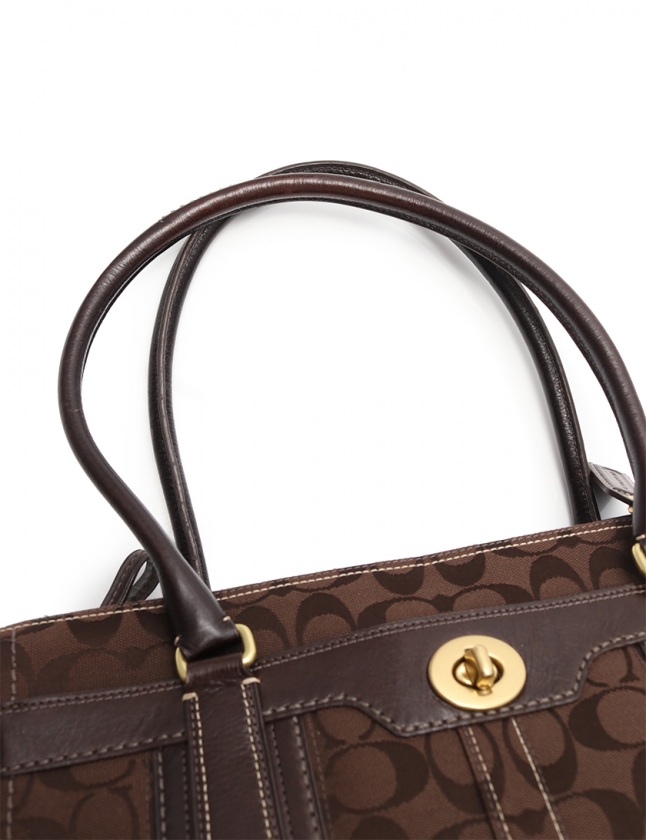 コーチ COACH ハンドバッグ ハンプトンズシグネチャー 茶 11063