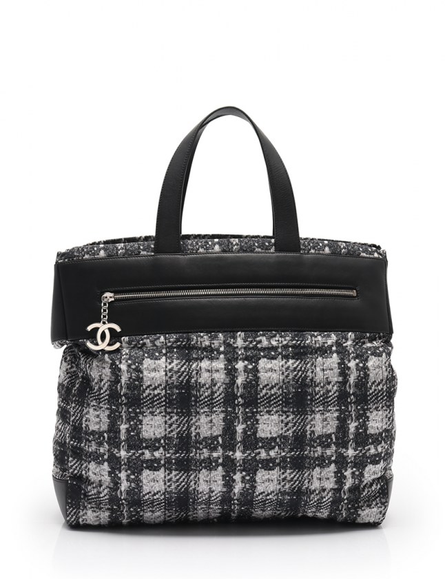 シャネル CHANEL ハンドバッグ ココマーク 黒 グレー 白 ナイロン 