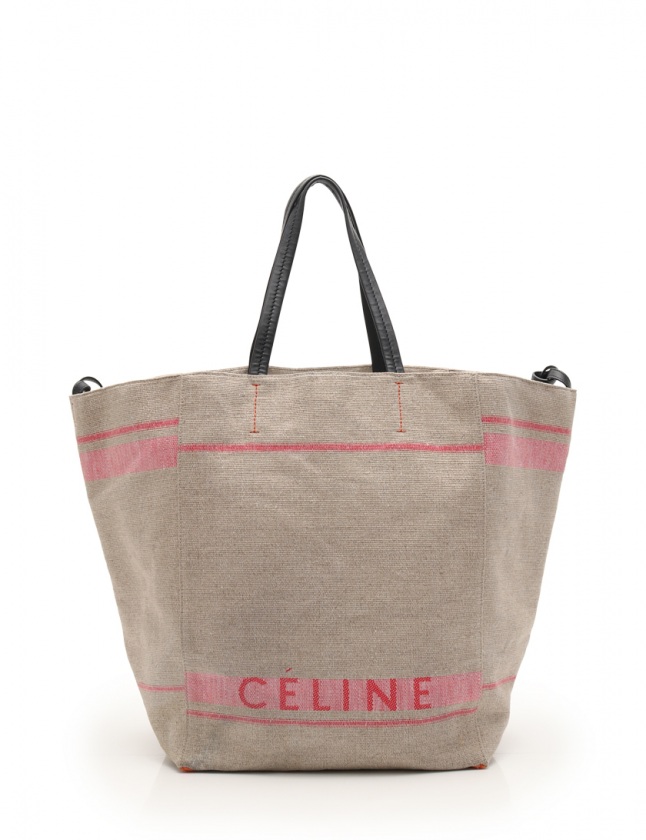 セリーヌ CELINE トートバッグ カバファントム ロゴ ベージュ 黒 
