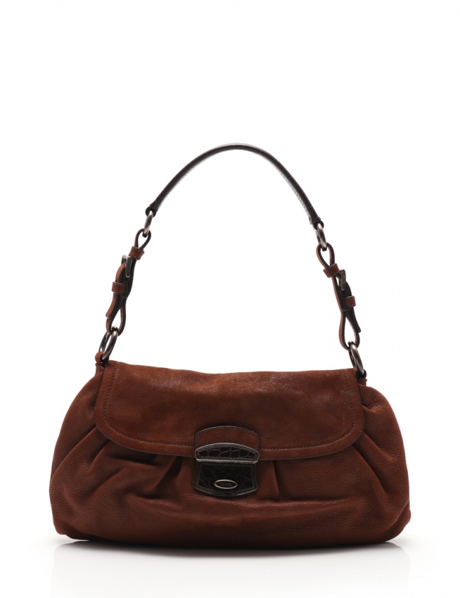 プラダ PRADA ショルダーバッグ 茶 ダークブラウン BR2759 レザー 