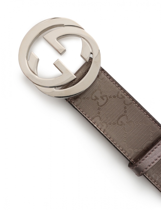 グッチ GUCCI ベルト インターロッキング GG柄 メタリックピンク