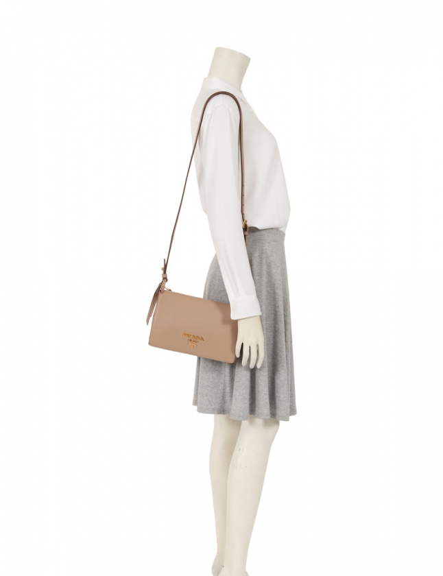 プラダ PRADA ショルダーバッグ ベージュ 1BH031 レザー レディース 