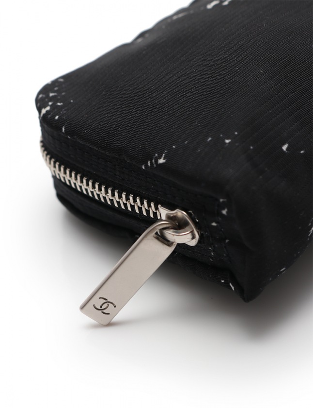 シャネル CHANEL コインケース 旧トラベルライン 黒 白 小物 ナイロン 