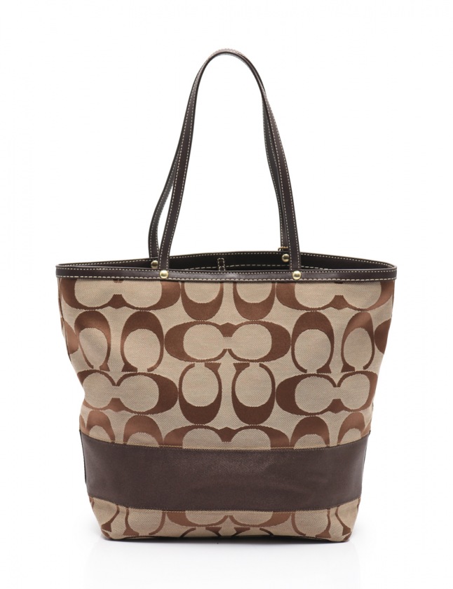 コーチ COACH トートバッグ シグネチャー ストライプ ベージュ ダーク 