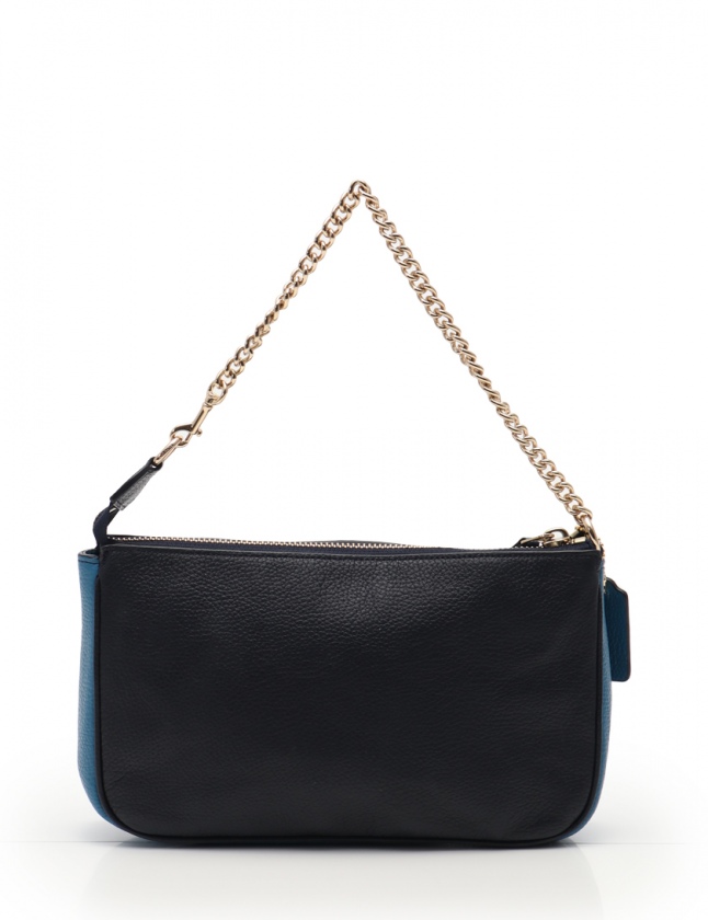 コーチ　ノリータ　アクセサリーポーチ　ミニハンドバッグ　チェーン　レザー　紺 コーチ COACH アクセサリーポーチ ハンドバッグ ノリータリストレット