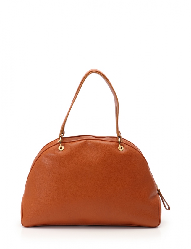 BVLGARIブラウンレザー ボストンバッグ BVLGARIブラウンレザー