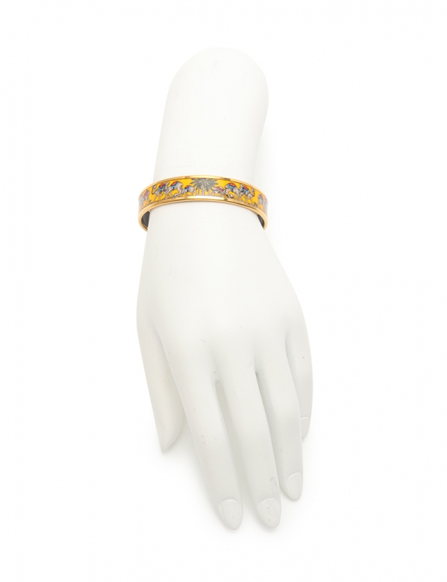 エルメス HERMES バングル エマイユPM 黄 ゴールド 赤 青 緑