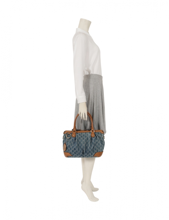 グッチ GUCCI ハンドバッグ ショルダーバッグ スーキー GG柄 青 茶 
