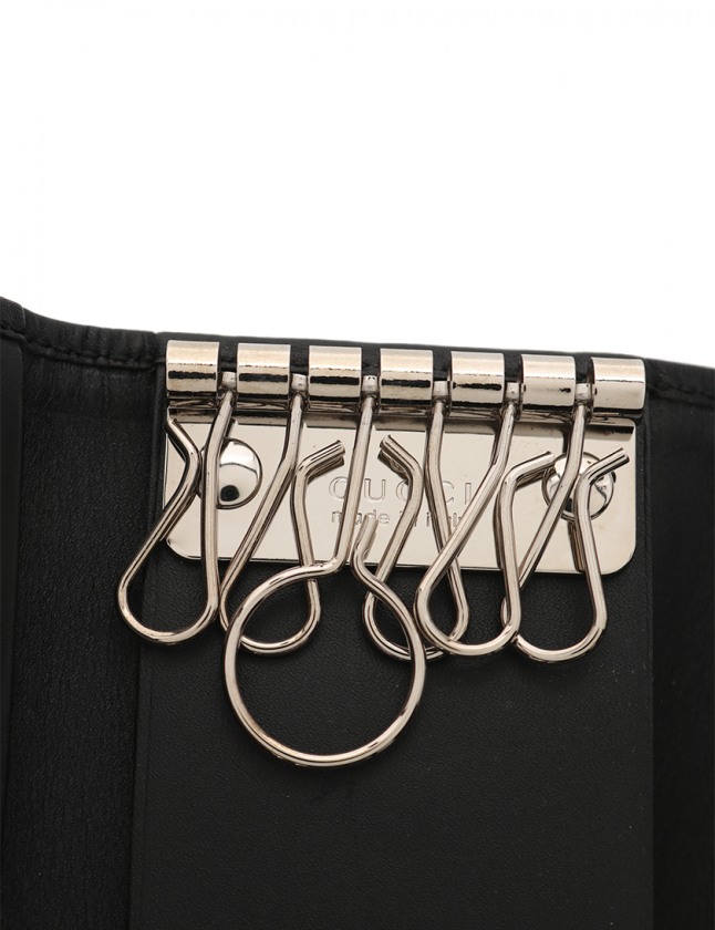 グッチ GUCCI 6連キーケース シェリーライン 黒 赤 緑 小物 ナイロン