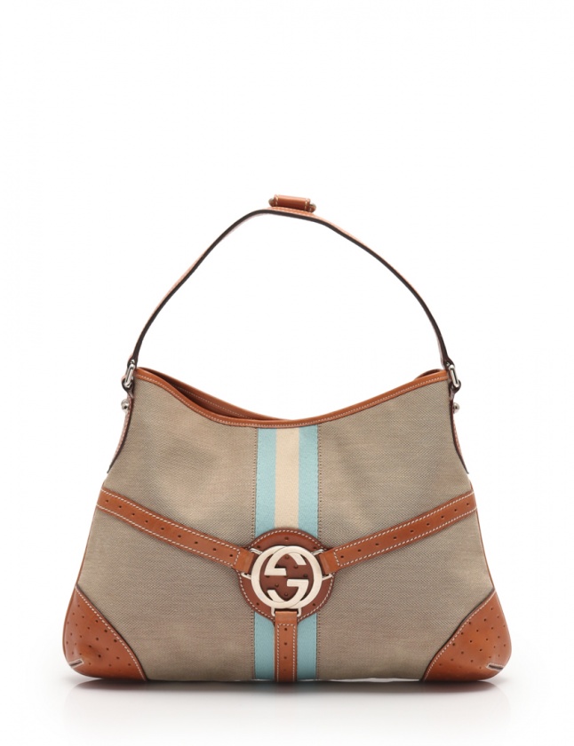 グッチ GUCCI ワンショルダーバッグ インターロッキングG ベージュ 茶  