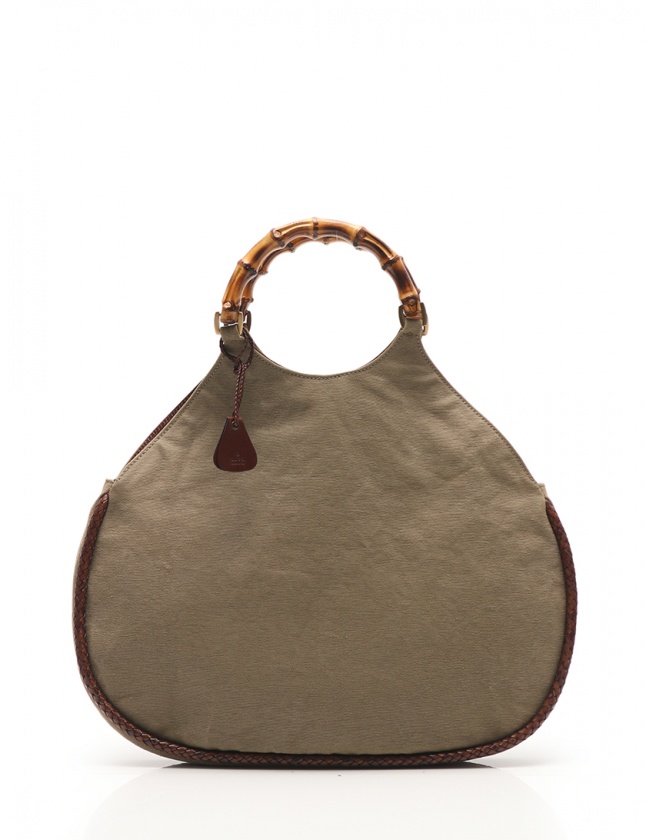 グッチ GUCCI ハンドバッグ バンブー カーキ 茶 109129 キャンバス