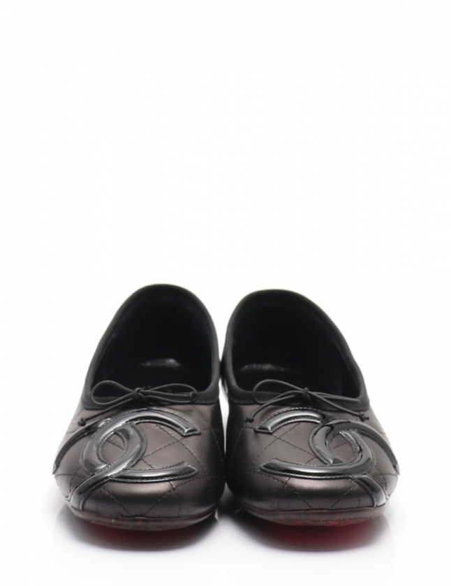 シャネル CHANEL フラットシューズ カンボン 黒 37 シューズ 23.5cm