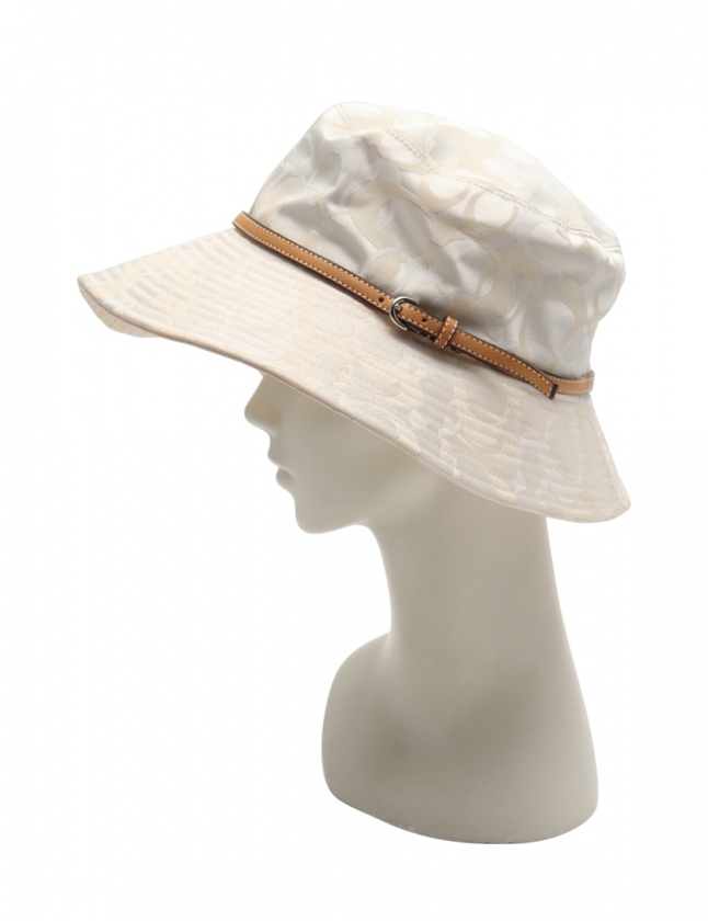 コーチ COACH 帽子 バケットハット シグネチャー 白 ベージュ 茶 小物 