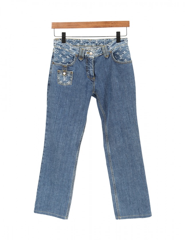 ルイヴィトン LOUIS VUITTON デニムパンツ モノグラム 青 34 ボトムス  