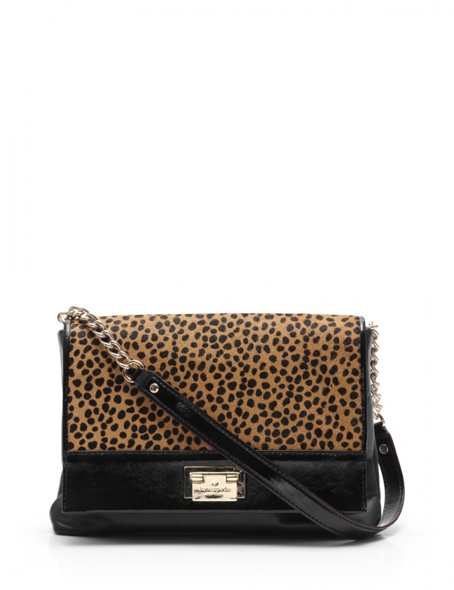 ケイトスペード KATE SPADE チェーンショルダーバッグ アニマル 黒 茶  