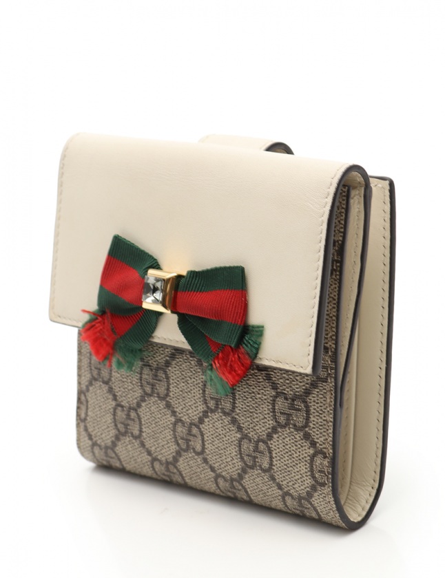 グッチ GUCCI Wホック 二つ折り財布 GGスプリーム ウェビングライン 