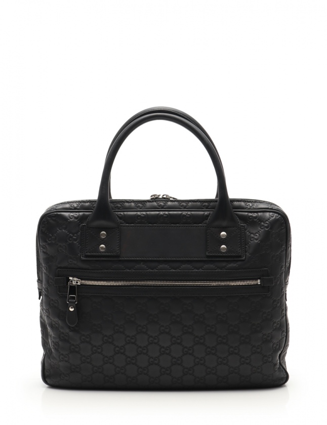 【美品】グッチ ビジネスバッグ ブリーフケース ブラック レザー グッチ GUCCI ビジネスバッグ グッチシマ ブリーフケース 黒 332079