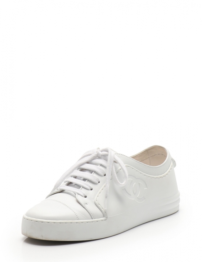 シャネル CHANEL スニーカー ココマーク 白 35 シューズ 22cm G32719  