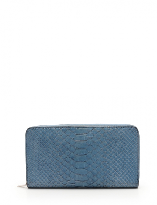 セリーヌ CELINE ラウンドファスナー長財布 青 小物 パイソン 