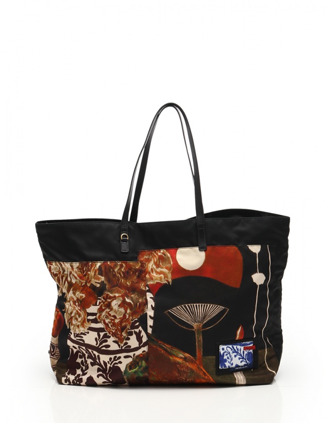 プラダ PRADA トートバッグ 黒 茶 マルチカラー 1BG070 ナイロン 