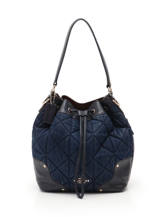 コーチ COACH ショルダーバッグ 青 ネイビー F37242 デニム レザー