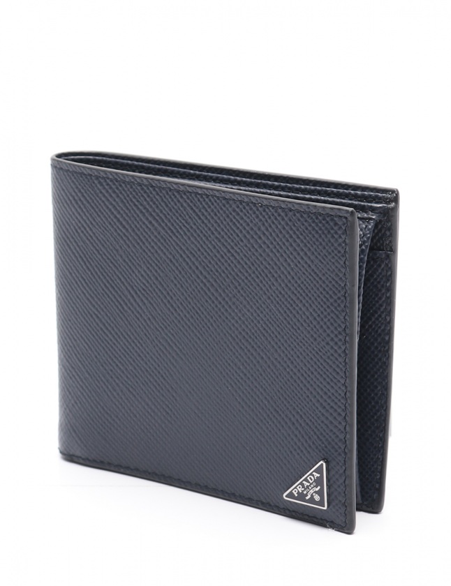プラダ PRADA 二つ折り財布 ダークネイビー 小物 サフィアーノレザー