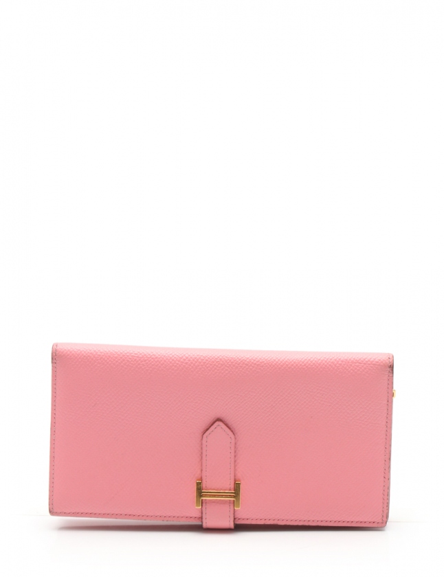 HERMES エルメス ピンク べアン スフレ 長財布 二つ折り ゴールド金具