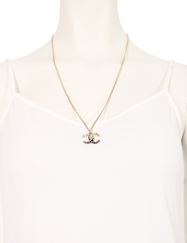 シャネル CHANEL ネックレス ココマーク ゴールド 黒 白 アクセサリー  