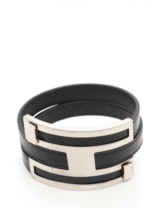 エルメス HERMES ブレスレット プスプスMM 黒 シルバー アクセサリー 