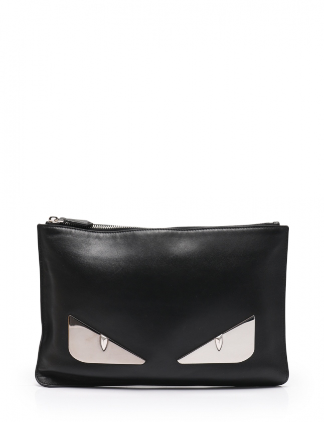 フェンディ FENDI スリムクラッチバッグ バッグバグズ モンスター 黒 