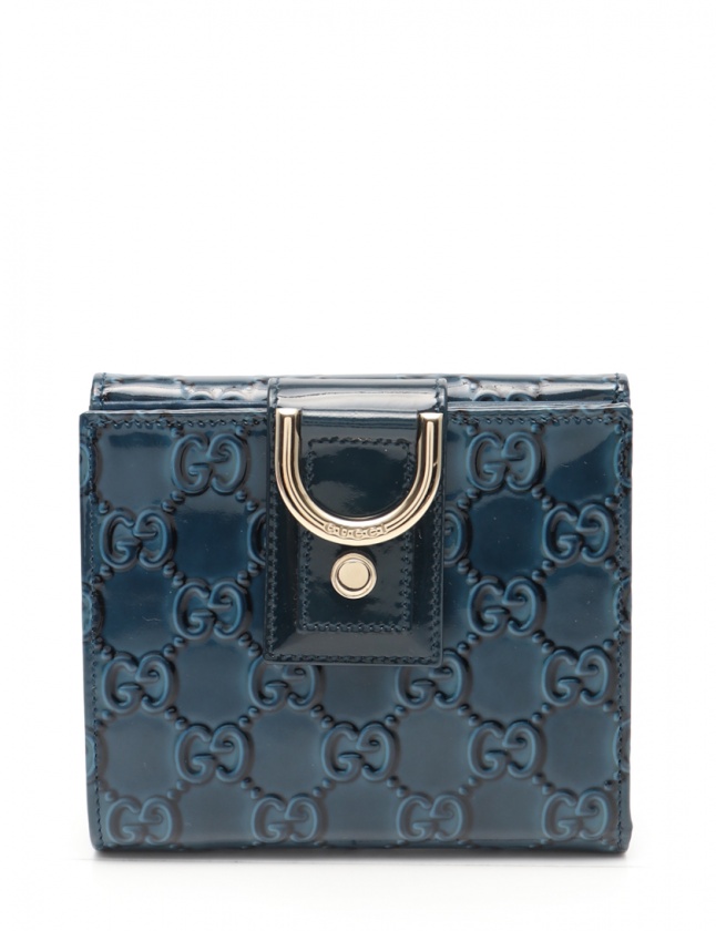 GUCCI エナメルレザー 二つ折り財布 グッチ GUCCI ラウンドファスナー二つ折り財布 ミディアム インター