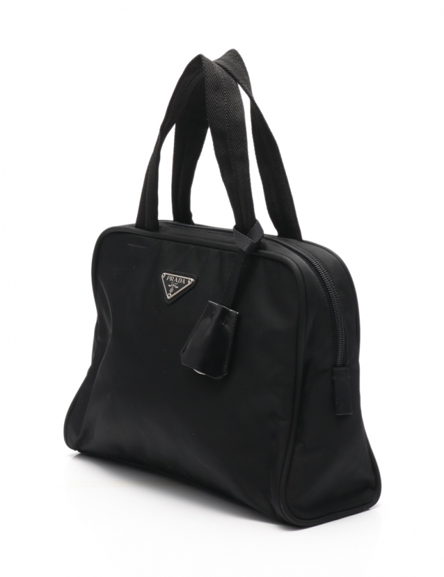 PRADA プラダ ナイロン ハンドバッグ ブラック 白タグ有 プラダ 三角ロゴ 金具 レザー ナイロン ショルダーバッグ