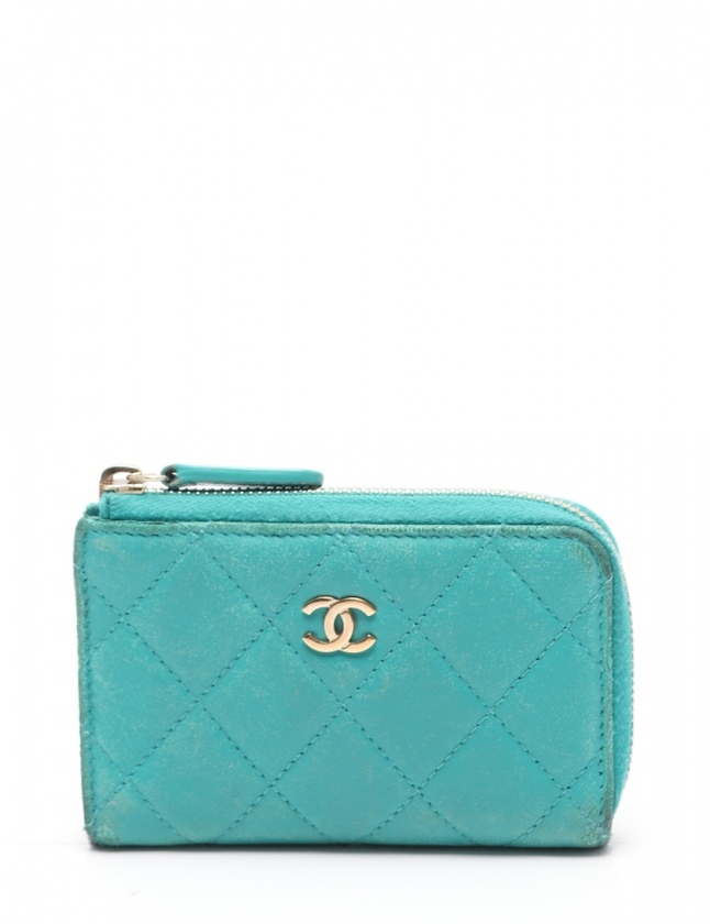 シャネル CHANEL コインケース 小銭入れ マトラッセ ターコイズブルー 