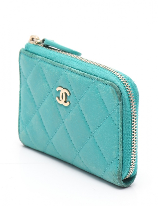 シャネル CHANEL コインケース 小銭入れ マトラッセ ターコイズブルー 